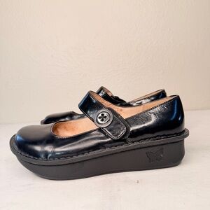 Alegria black leather patent Mary Janes